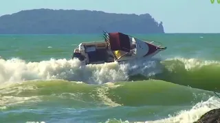 Boat Comes Close To Getting Dumped Crossing This River Bar