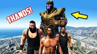 GTA 5 WWE VS THANOS EPIC BATTLE (GTA V Mods, Roman Reigns, Seth Rollins, Braun Strowman)