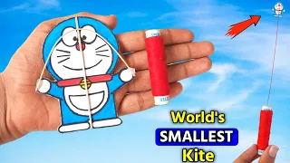 how to make world's smallest kite , flying Tiniest doraemon kite , how to make Paper kite,patangbazi
