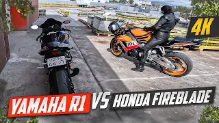 Yamaha R1 vs Honda Fireblade   4K
