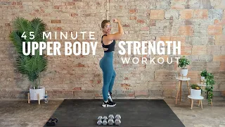 45 Minute Upper Body Strength Workout | Tri-Sets | Dumbbells and Band | Low Impact | Push Pull Core