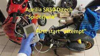 Aprilia SR50 Ditech "Spiderjunk" first run attempt