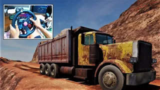 My Truck Game early access - desert dangerous mountain road - Logitech G29 Gameplay