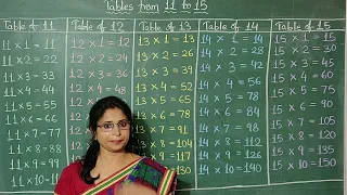 Multiplication Tables For Kids | From 11 to 15 | Table Learning In Maths