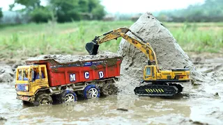 JCB Loading Mud Ashok Leyland Truck | Dump Truck | Mahindra Tractor 3 trolley | CS Toy