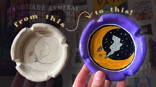 how to make an ashtray with air dry clay 🌙 clay art diy tutorial