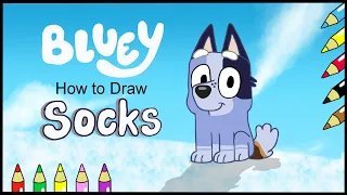 How to draw SOCKS from BLUEY | Easy kids drawings Step-by-step