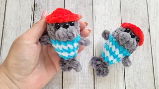 Морж, тюлень 🌊 брелок из плюшевой пряжи крючком 💙crochet seal tutorial💙Häkelsiegel