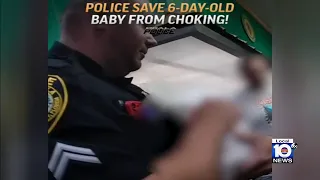 Florida police officers save a choking baby