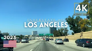 Driving Los Angeles Freeway Interstate 405 California 4K USA