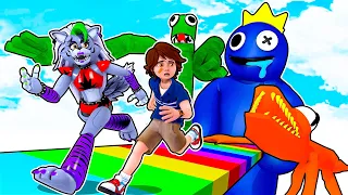 ESCAPE Rainbow Friends Roblox Obby with Roxanne Wolf and Gregory