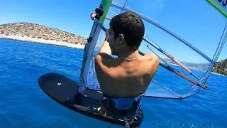 Wind Foiling Light Wind Training With 4-6 KNOTS #windfoiling #windsurfing #windsurf #foil #greece