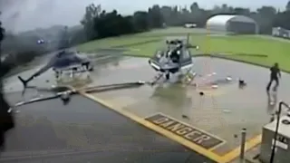 Two helicopters crash disaster in landing pad