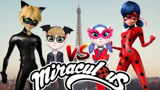 MIRACULOUS LADYBUG🐞 CAT NOIR VS  MY TALKING ANGELA 2 COSPLAY