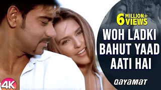 Woh Ladki Bahut Yaad Aati Hai - 4K Video | Ajay Devgan & Neha Dhupia | Qayamat | 90's Hits