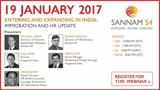 Webinar Recording: Entering and Expanding in India: Immigration and HR Update (January 19, 2017)