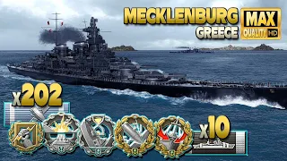 Battleship Mecklenburg on map Greece "zoom warning" - World of Warships