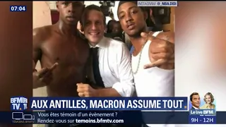 Emmanuel Macron assume la photo avec un jeune faisant un doigt d'honneur prise aux Antilles