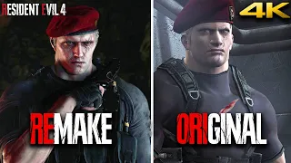 KRAUSER KNIFE FIGHT Remake Vs Original - RESIDENT EVIL 4 REMAKE Comparison (4K 60FPS) Side By Side