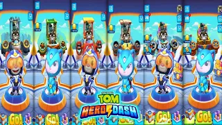talking tom hero dash - super trooper tom, blue wave angela, saving all world gameplay (android ios)