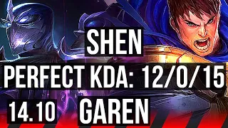 SHEN vs GAREN (TOP) | 12/0/15, Legendary | EUW Master | 14.10