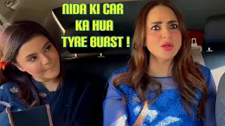 NIDA YASIR KI CAR KA TYRE BURST HUA ???