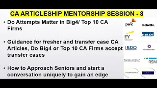 CA Articleship Mentorship Session 8 _ Do Attempts Matter in Big4/ Top 10 CA Firms