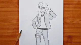 how to draw Boruto Uzumaki full body | Boruto full body step by step | easy tutorial