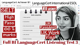 LanguageCert International ESOL SELT B1 Listening Test 3 with Answers|| Computer based 2023|| UK