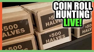 🚨Live Coin Roll Hunting Half Dollars for Silver Coins!