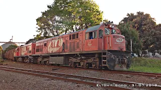 Dupla de locomotivas U20C e U20C1 "Namíbia" manobrando vagões na Cofco em Maringá