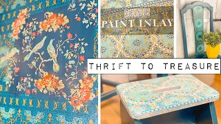 Thrift to Treasure - Thrift Flips using the NEW IOD Paint Inlays & DIY Paint -Upcycled Vintage Finds