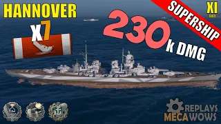 SUPERSHIP Hannover 7 Kills & 230k Damage | World of Warships Gameplay