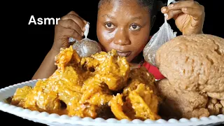 African Food mukbang asmr plantain fufu with banga soup African Foodies asmr