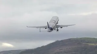 Airbus A330-743L Beluga XL F-GXLJ Departing Chester (CEG) to Bremen (BRE) (BGA145J) on 07-02-2022.