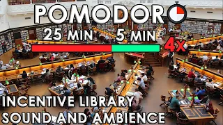 Study with Library Sound and Ambience, Pomodoro Technique, Pomodoro Session, Study Timer | ASMR