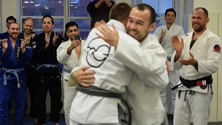 Receiving surprise black belt from Marcelo Garcia