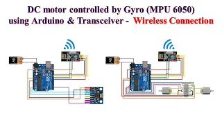 DC motor controlled by Gyro (MPU 6050) using Arduino & Transceiver - Wireless Connection