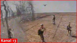 Russian soldiers, who were having a hard time due to drone, tried to escape in confusion