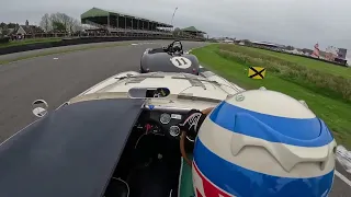 Austin Healey 100S vs Jaguar C Type battle at Goodwood