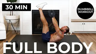 30 Minute FULL BODY Dumbbell Workout with Cool Down | No Repeat | Strength & Tone