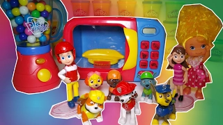 Learn Colors for Toddlers and Babies MICROWAVE TOY TURNS GUMBALL INTO PAW PATROL TOYS! Baby Doll