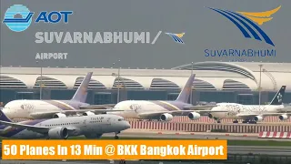 50 Planes In 13 Min @ BKK Bangkok Airport | Plane Spotting