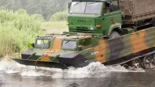 Soviet Technology in Action: Crossing River With a Truck in the Back !