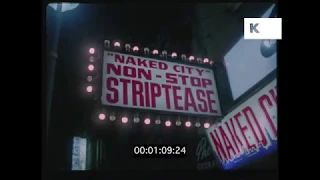 1960s Seedy London Soho at Night, Striptease Signs from 35mm