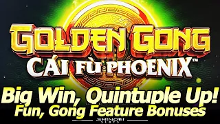 Super Big Win Bonus, Nice Quintuple Up Session! Golden Gong Cai Fu Phoenix and Dragon Slot Machines!