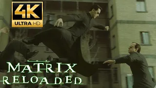 (4K) The Matrix Reloaded (2003) / Нео сражается с двойниками Смита. Матрица: Перезагрузка.