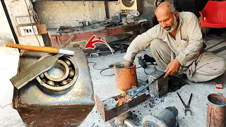 Blacksmith Turning Rusted BEARING into a Sharp STRAIGHT RAZOR | Handmade Forging of Shaving Razor