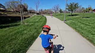 Scout learning how to ride a bicycle without training wheels Part 5 -done!