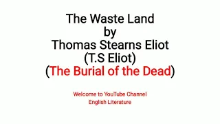 The Waste Land by T S Eliot Urdu Hindi | The Burial of the Dead Line 60 to 68 Lec 8